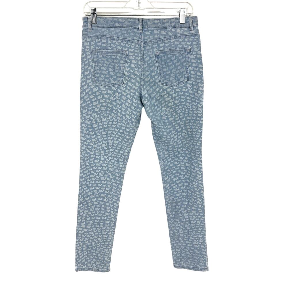 Vineyard Vines Saylor Light Wash All Over Whale Logo Skinny Jeans Big Girls 14 - Picture 4 of 9